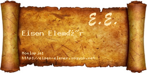 Eisen Elemér névjegykártya